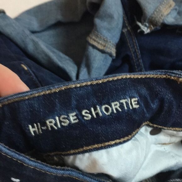 American Eagle Hi-Rise Shortie Next Level Stretch Blue Jean Shorts Size 0 - Picture 7 of 16